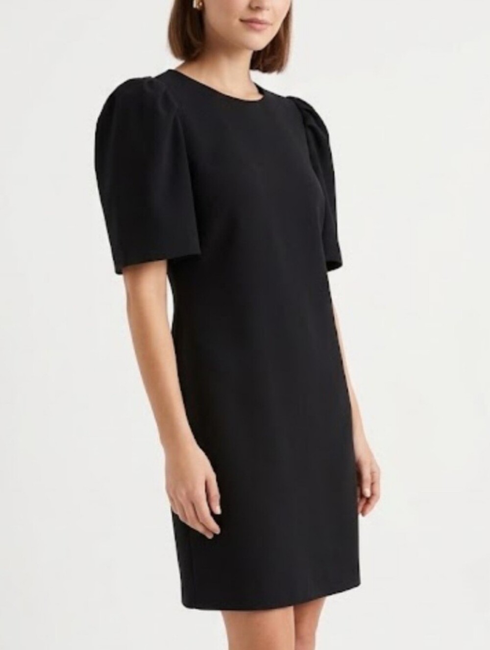 Sharagana Black Midi Dress Black Short Sleeve Sheath Size 12 LBD